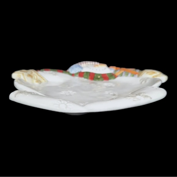 Fitz and Floyd Snowman with Tophat Canape Cookie Christmas Serving Platter Vtg - Picture 4 of 5